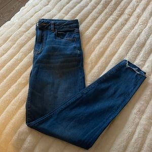 denim pants, full length and super stretch material from American eagle.